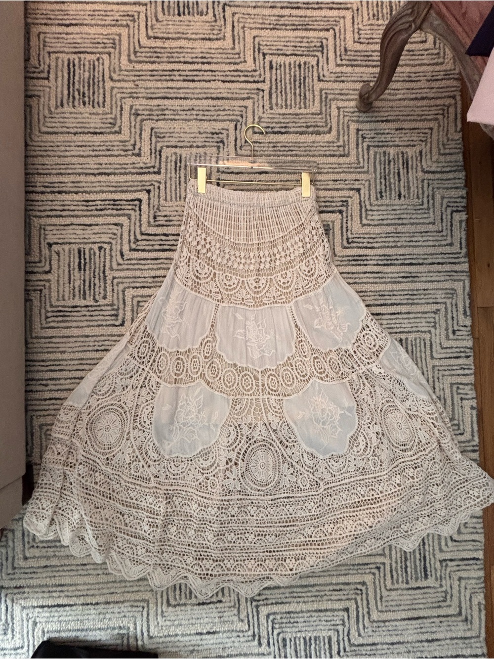 Women's Cream Lace Maxi Skirt - Picture 7 of 7